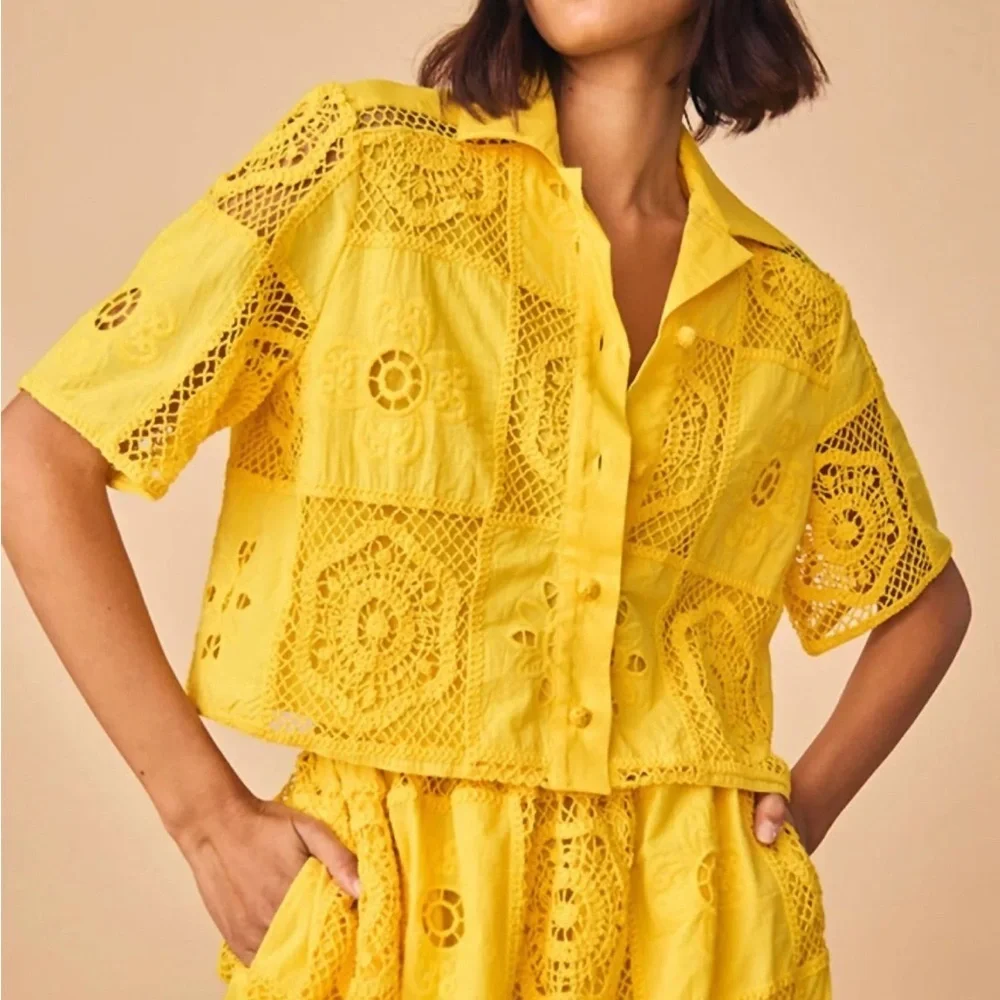 Hunter Bell Yellow Crocheted Two-Piece Set - Picture 3 of 14